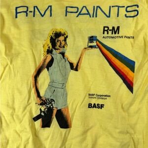 Vintage Jaskiewicz Paint Store T Shirt Norwich CT‎ Yellow Impex Cotton Blend L